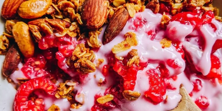 MAPLE VANILLA GRANOLA with RASPBERRY YOGURT