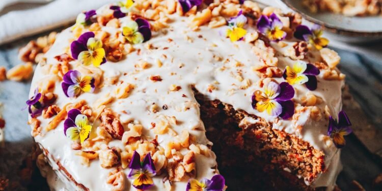 SPICED CARROT CAKE with CASHEW YOGURT FROSTING