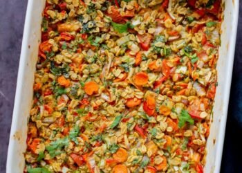 Spiced Savory Baked Oatmeal with veggies