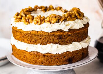 Vegan carrot cake with cream cheese frosting