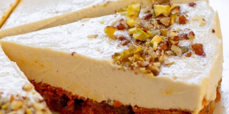 No-Bake Vegan Carrot Halwa Cheesecake (grain-free!)