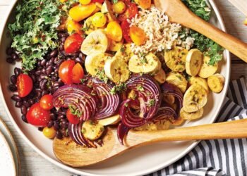Mojo-Seasoned Plantain Salad with Black Beans and Rice