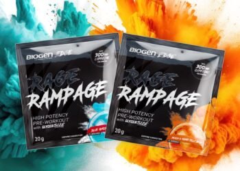 New invigorating Biogen RAGE Rampage pre-workout flavours available in convenient sachets