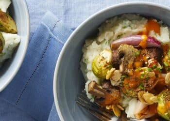 Roasted Veggie Bowls with Garlic Mashed Potatoes Recipe