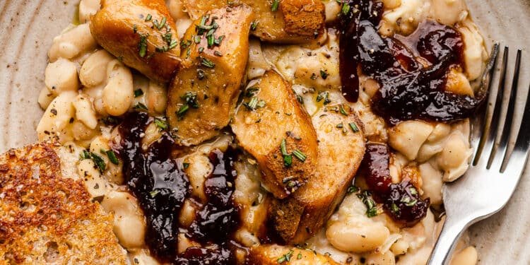 Cannellini beans with rosemary and balsamic onions