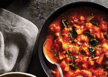 Carrot Ginger Soup with Orzo and Kale Recipe