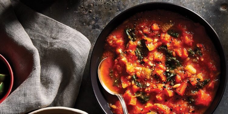 Carrot Ginger Soup with Orzo and Kale Recipe