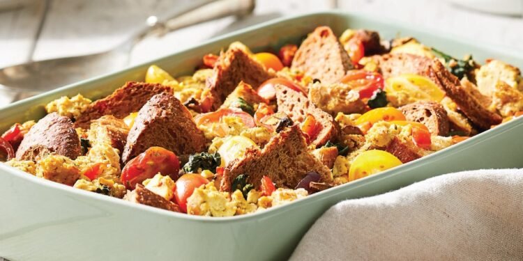Scrambled Tofu Casserole with Mushrooms and Spinach Recipe
