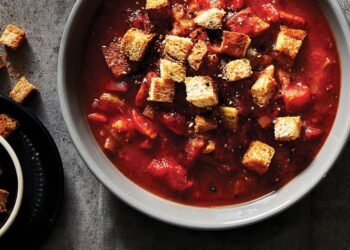Spicy Tomato Soup with Whole Wheat Croutons Recipe