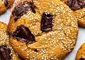 Vegan choc chip cookies with tahini
