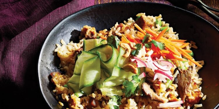 Jasmine Rice Bowls with Glazed Eggplant and Oyster Mushrooms Recipe