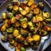 Cheesy Brussels sprouts with vegan bacon