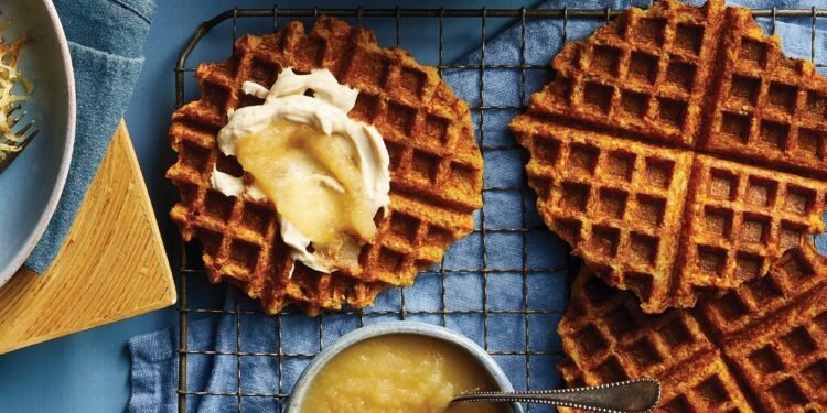 Crunchy Hash Brown Waffles with Applesauce Recipe