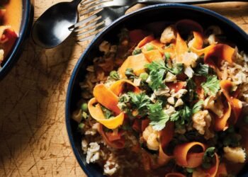Red Curry Sweet Potato Noodles with Collards