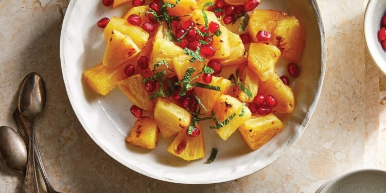 Roasted Pineapple with Fresh Mint