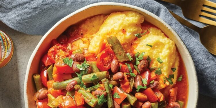 Spicy Cajun Hash on Grits