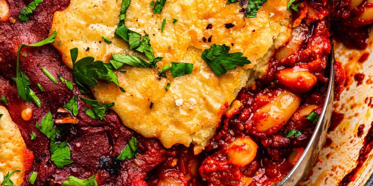 Baked beans with cheesy topping