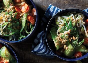 Gluten-Free Thai Noodle Bowls with Bok Choy and Peanut Sauce