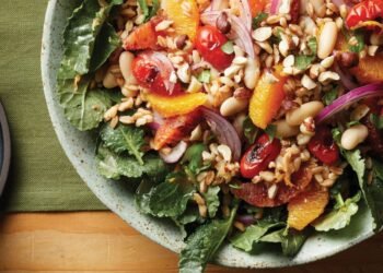 Orange Farro Salad with Pan-Roasted Tomatoes Recipe