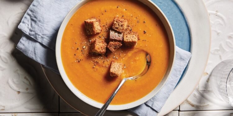 Root Vegetable Bisque with Whole Grain Croutons Recipe