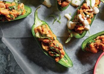 Vegan Stuffed Jalapeños with Lime Crema Recipe