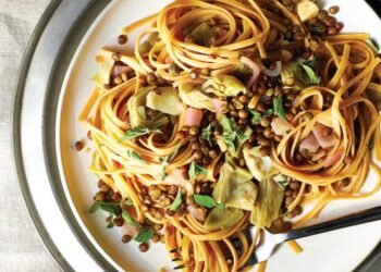 Linguine with Artichokes and Lentils Recipe