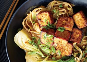 Crispy Air-Fried Tofu with Brown Rice Noodles Recipe