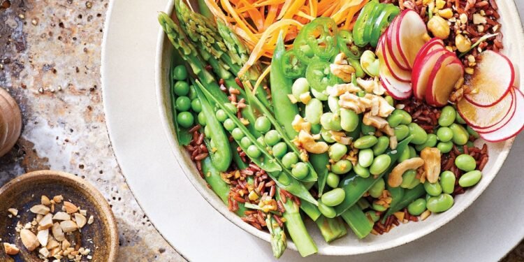 Red Rice and Edamame Bowl with Spring Veggies Recipe