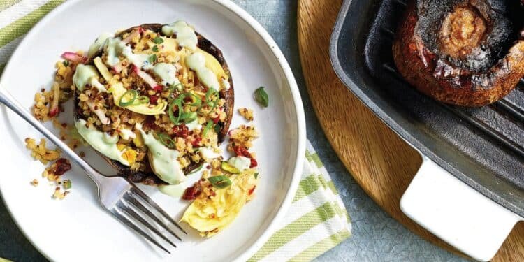 Quinoa- and Artichoke-Stuffed Mushrooms Recipe
