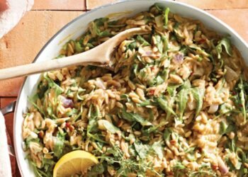 Whole Wheat Orzo and Arugula Skillet Supper Recipe