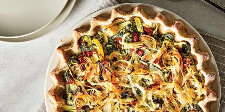 Quiche Florentine with Artichoke Hearts and Sun-Dried Tomatoes Recipe