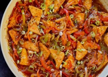 Schezwan Tofu (1 pan 30 min) Indo-Chinese