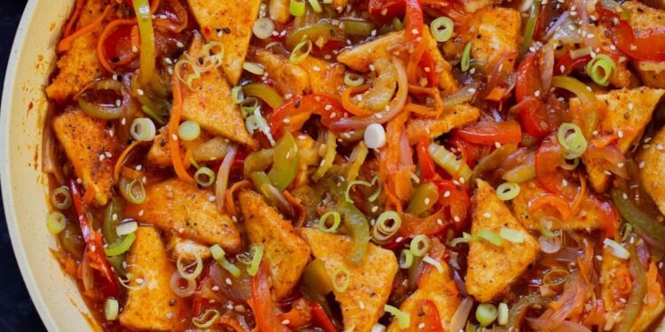 Schezwan Tofu (1 pan 30 min) Indo-Chinese