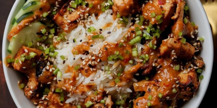 Baked Eggplant and Tofu in Peanut Sauce