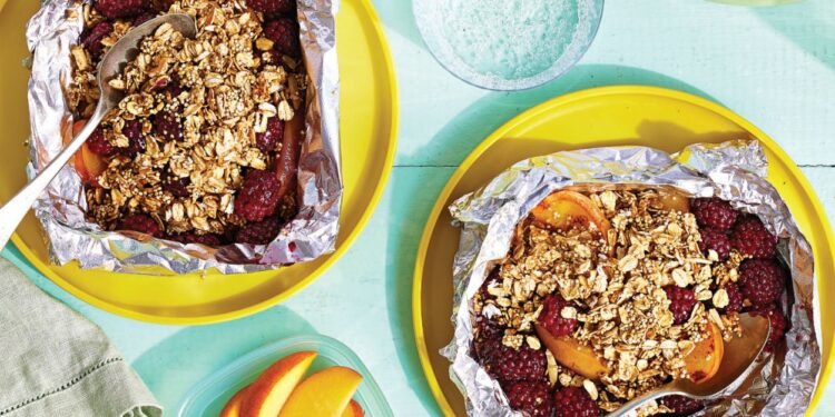 Foil-Roasted Blackberry Peach Crisp