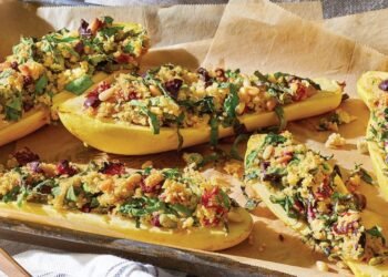 Stuffed Summer Squash with Quinoa, Chard, and Sun-Dried Tomatoes Recipe