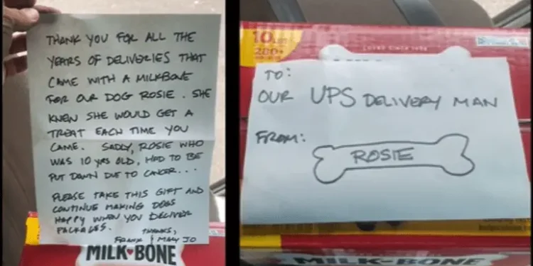 UPS Driver Finds Devastating Note Waiting From Dog He Visited on His Route for Years