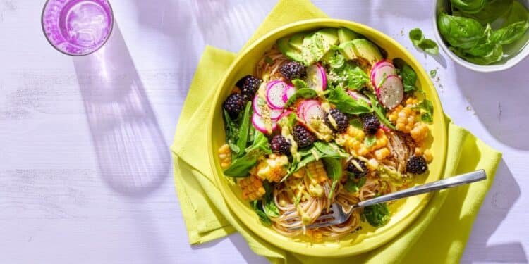 Summer Noodle Bowls with Fresh Corn and Blackberries Recipe