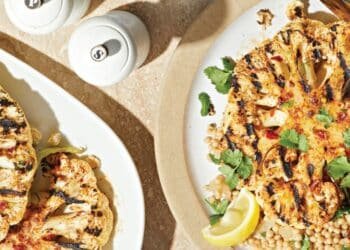 Harissa Cauliflower Steaks with Date Couscous