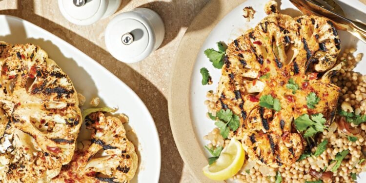 Harissa Cauliflower Steaks with Date Couscous