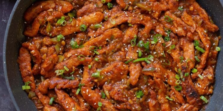 Indo Chinese Crispy Chicken Soycurls Vegan