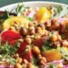 Hearty Pesto Salad with Tomatoes, Farro, and Air-Fried Chickpeas