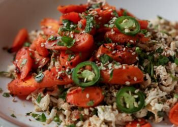 Cilantro Lime Shredded Tofu with Roasted Carrots