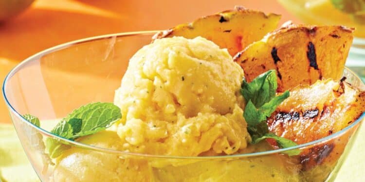 Grilled Pineapple with Minty Mango Nice Cream