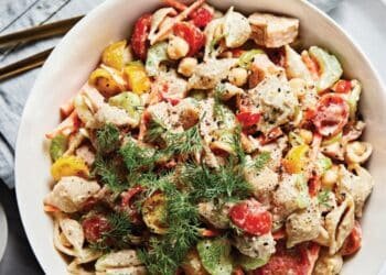 Shellroni Salad with Jackfruit and Creamy Cashew Dressing Recipe