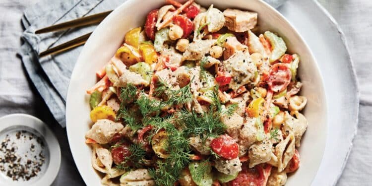 Shellroni Salad with Jackfruit and Creamy Cashew Dressing Recipe