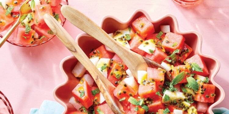 Watermelon Salad with Passion Fruit Dressing Recipe