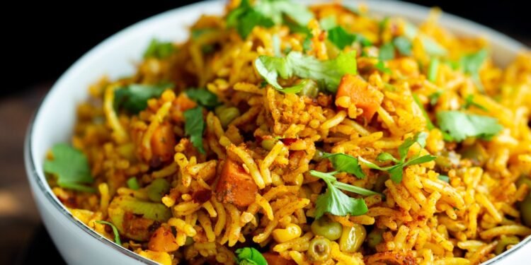Baked Tawa Pulao – Indian Spiced Rice Bake