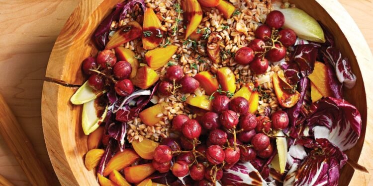 Farro Salad with Beets and Roasted Grapes Recipe