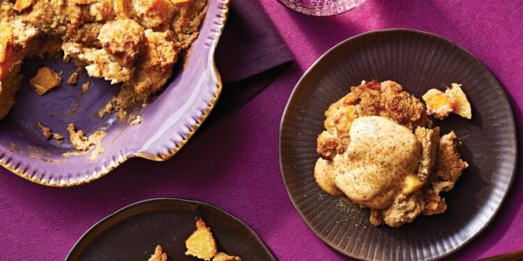 Ginger Peach Bread Pudding
